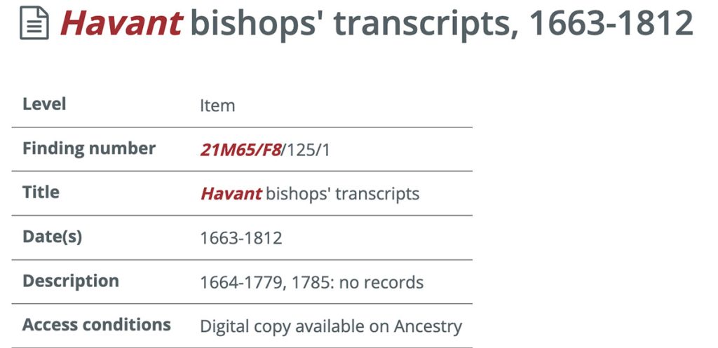 The Hampshire archives website indicates that the years I'm looking for might be missing