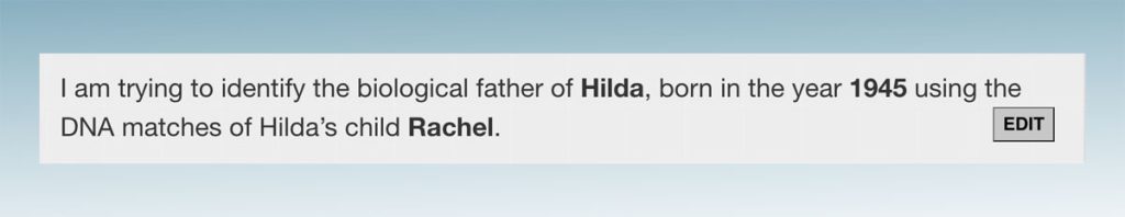 A view of the saved research question