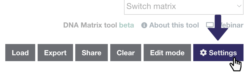 The button that takes you to the new settings panel